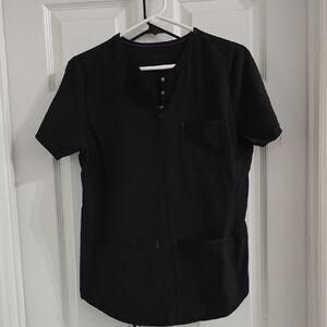 Women Black Short-Sleeve Scrub Top - Professional Medical Set